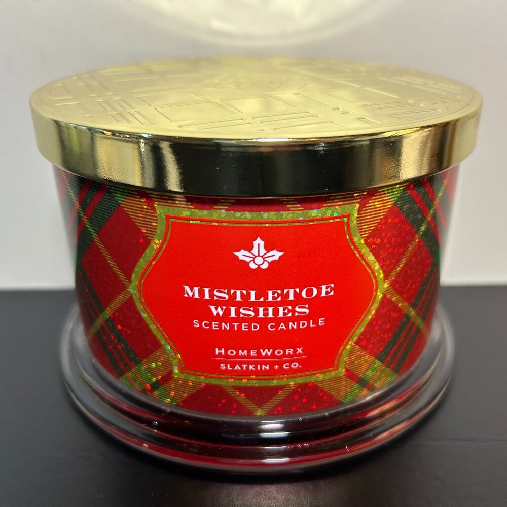 HomeWorx by Slatkin Mistletoe Wishes 4-Wick 18oz Candle NEW